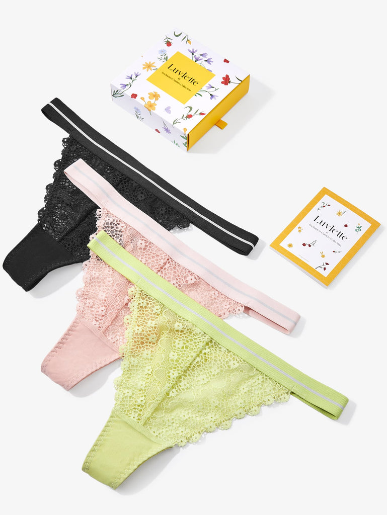 3-Pack Low Rise Lace Thongs