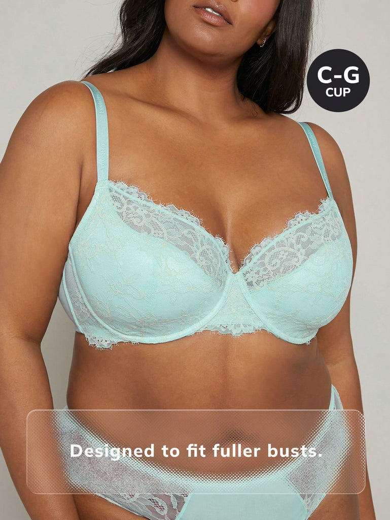Plus Floral Lace Lightly Lined Bra