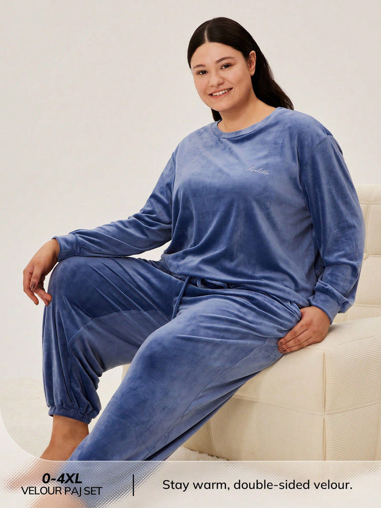 Plus Velour Pajama Set