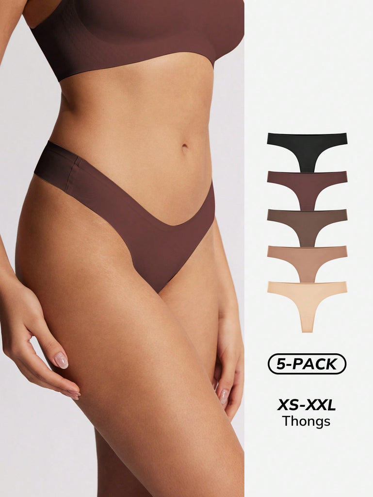 5-Pack Low Waist No-Show Thong
