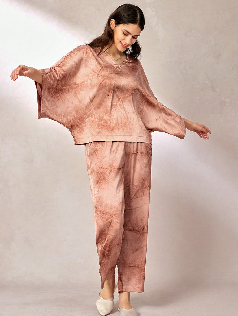 Satin Batwing Sleeves Pajama Set